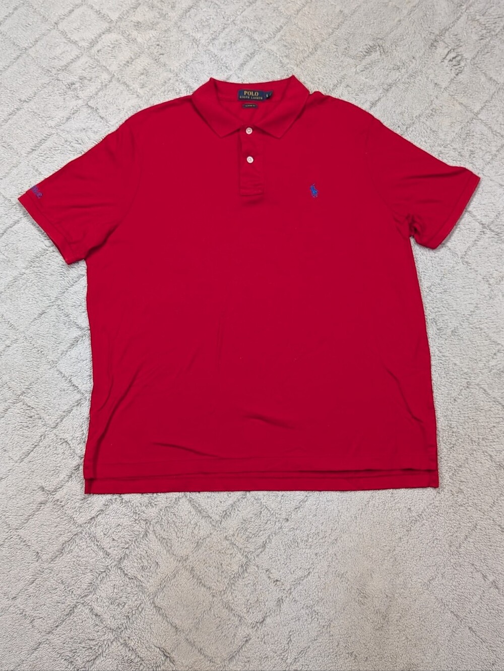 Polo Ralph Lauren Shirt Mens L Red Classic Fit Mesh Polo Cotton Preppy